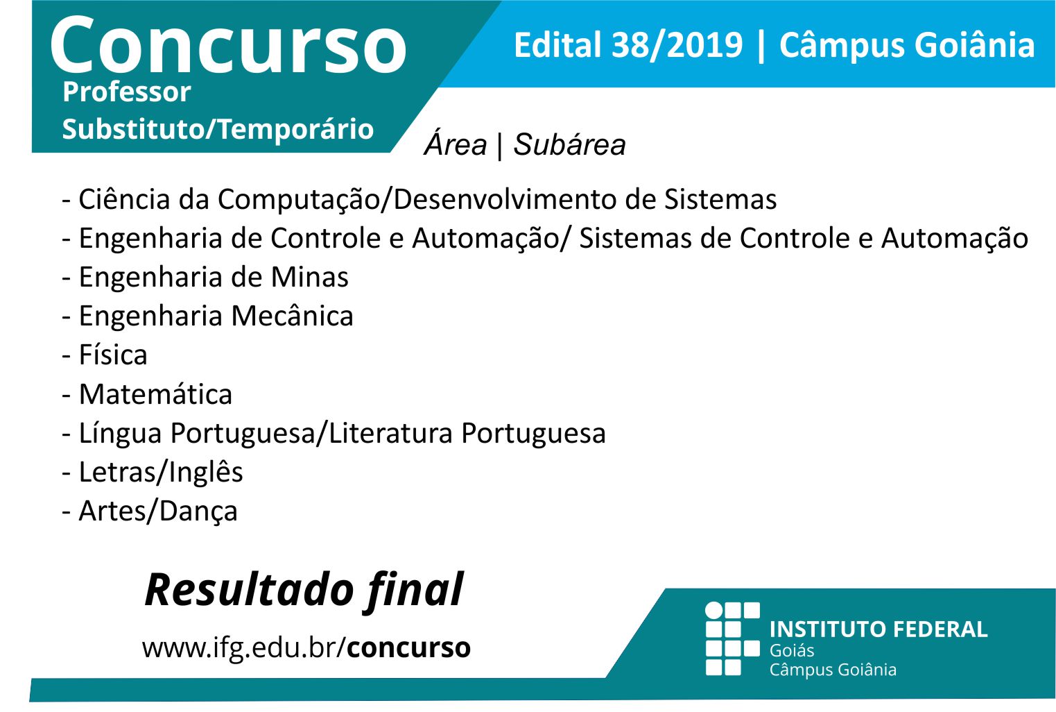 resultado final concurso edital nº38/2019